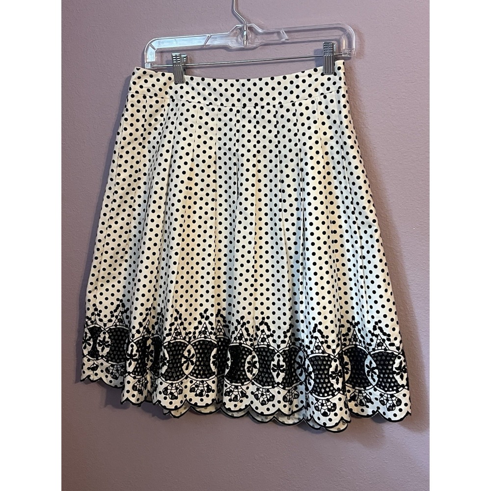 Talbots Black & White Pleated Scalloped Edge Cotton Skirt Size 2 Petite New $119